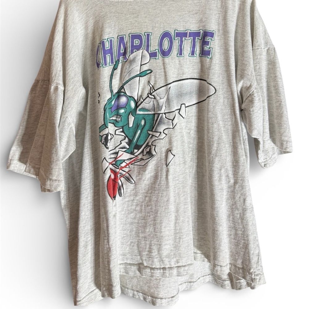 Oversized Grey Vintage NBA Hornets Lightweight Hoodie